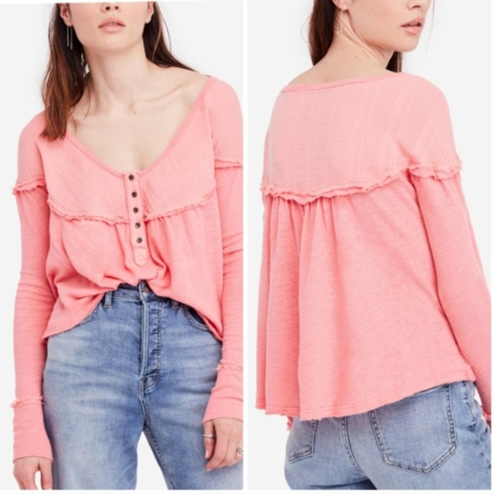 Free People Down Under Henley in Sugar Coral - NWT